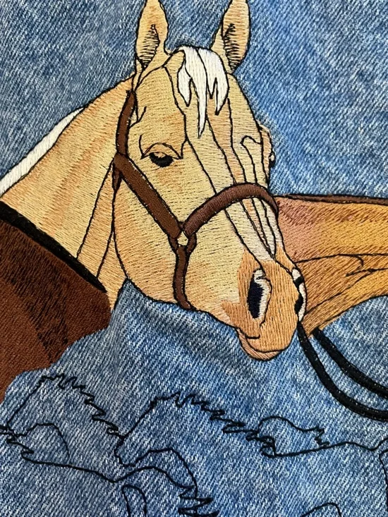 Lee denim jean jacket with custom horse embroidery Vgt piece from late 80’s - Picture 5 of 8